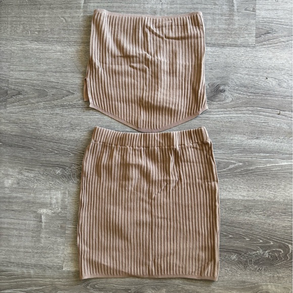 Nude Ribbed Co Ord Set - Picture 1 of 5
